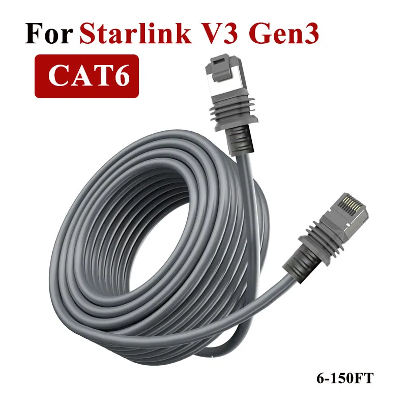 

for Starlink Gen3 V3 Ethernet Cable 6-150FT Shielded Wire CAT6 Router Antenna RJ45 Line For Starlink Satellite Internet Kit V3