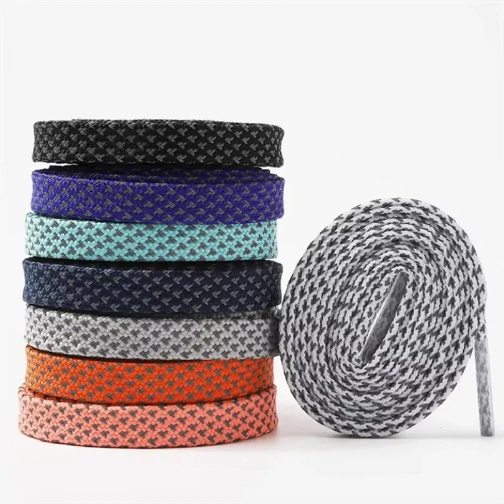 1Pairs New Colorful Reflective Laces 100CM Casual Reflective Sneaker Shoestrings Wide Wave Luminous Shoelace for Sneakers