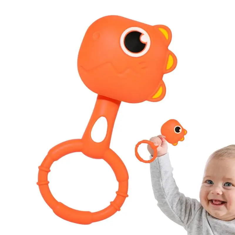 

Babies Rattles Colorful Dinosaur Toy Safe Teether Educational Silicone Sensory Toy For Visual & Hearing Development Teething