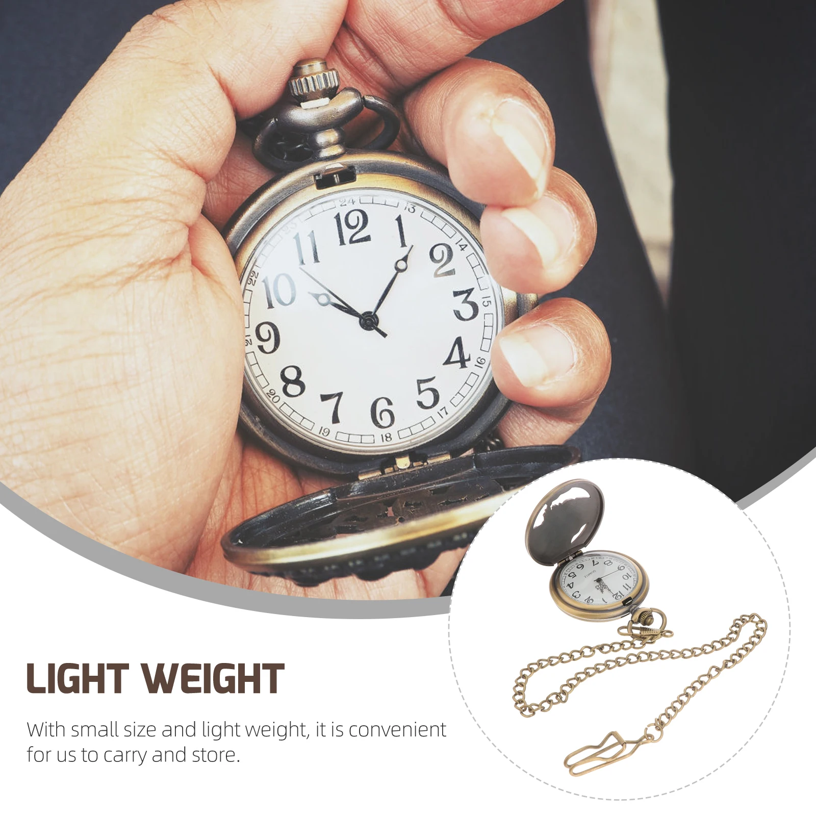 

Quartz Pocket Quartz Pocket Watch Lightweight Portable Mini Chain Large Dial Design Thin Easy Time Check Gift