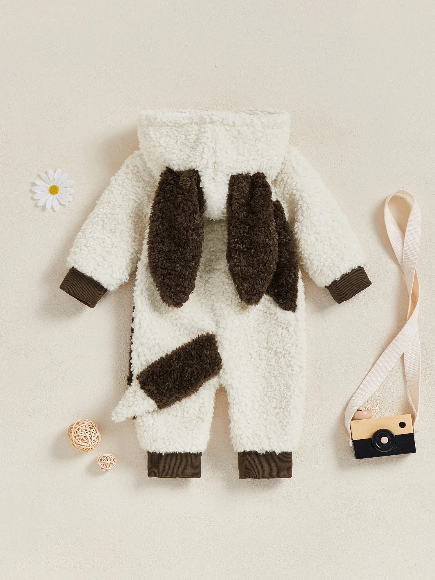 

Infant Halloween Cat Costume Soft Fleece Hooded Jumpsuit with Zipper Closure for Fall Winter Dress Up Party Outfit