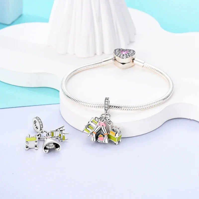 

Подвески из серебра 925, инструменты для кемпинга, палатка, стулья, бусины, подходят для подвесок Plata 925, оригинальный браслет, бусины, женские ювелирные изделия, изготовление своими руками