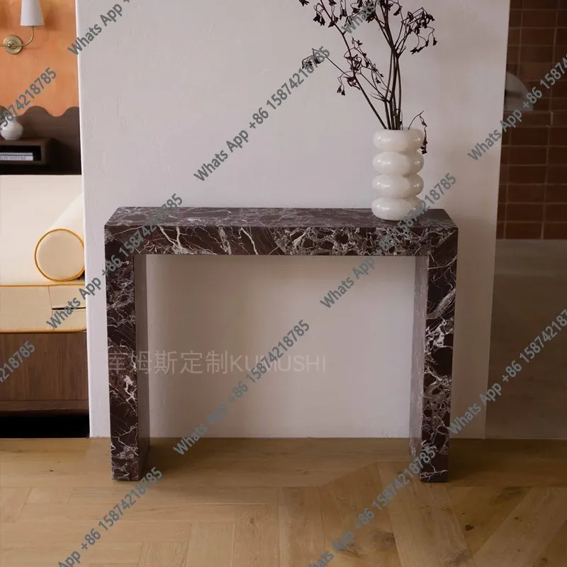 

Natural marble entrance table designer villa living room household simple entrance table light luxury