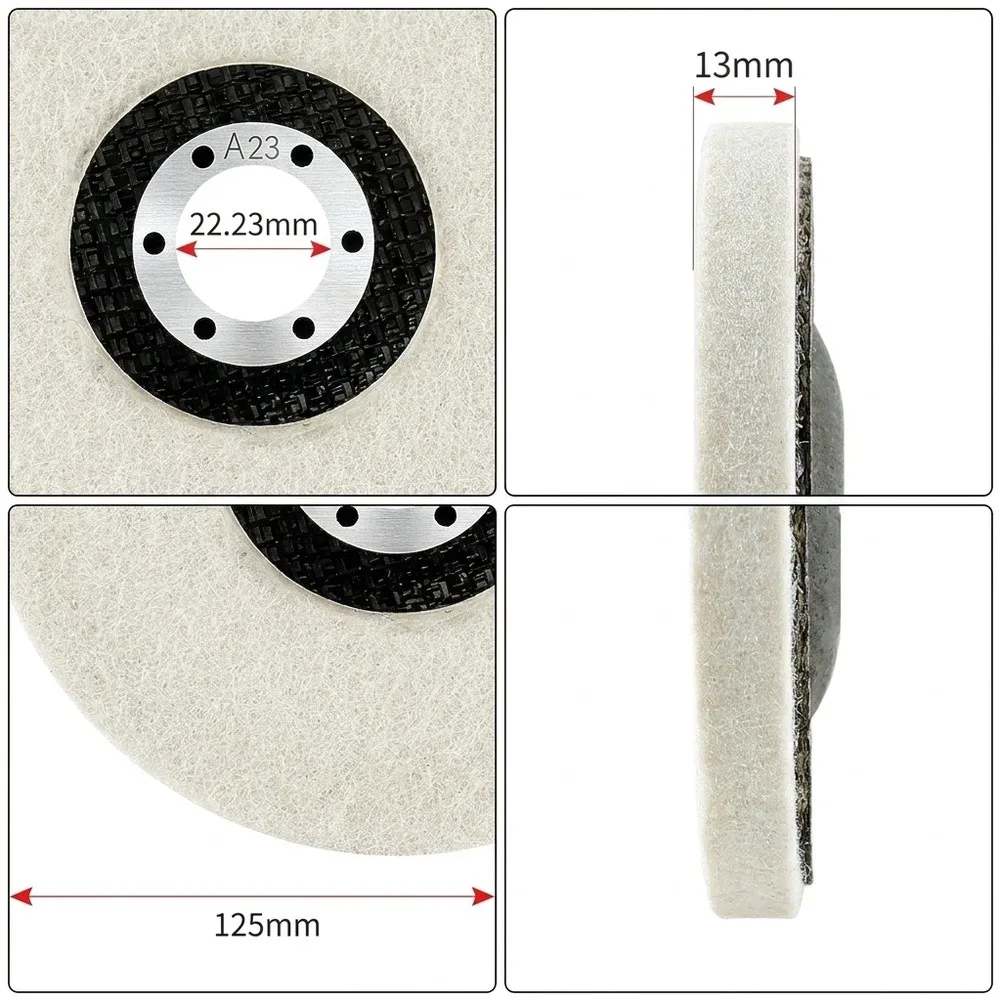 125mm wool felt polishing pad for angle grinder sanding disc for removing light scratches on For Metal and stone