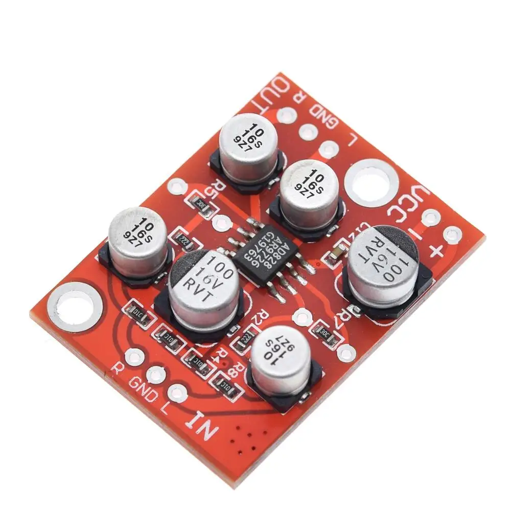 TZT  DC 5V-15V 12V AD828 Stereo Preamp Power Amplifier Board Preamplifier Module