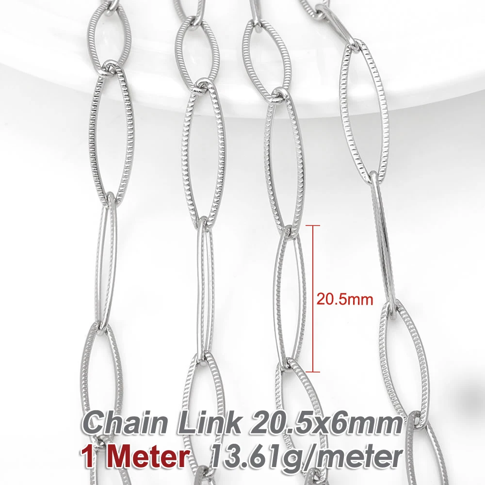 1 متر الفولاذ المقاوم للصدأ اللون الفولاذ المقاوم للصدأ طويل البيضاوي الشكل قلادة سلاسل أساور سلاسل المجوهرات عالية الجودة Diy بها بنفسك صنع
