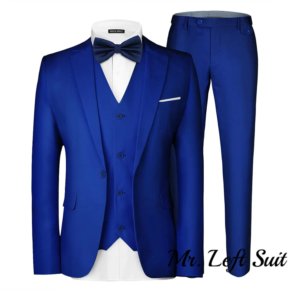 17 Color XS-5XL (Jacket + Vest + Pants) Retro Gentleman Classic Mens Formal Business Slim Suit 3Pces Set Groom Wedding Dress