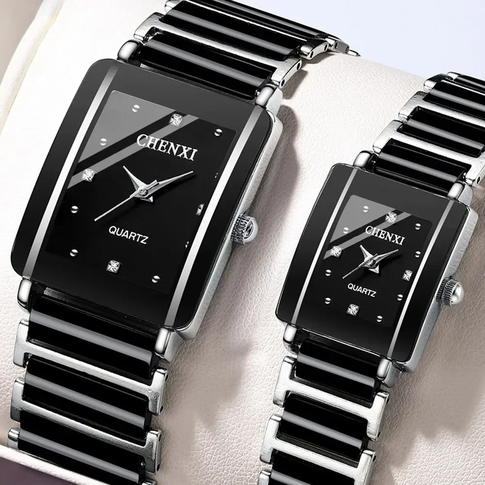 CHENXI Relojes de pulsera de cuarzo de cerámica de imitación Wamen Relojes casuales de moda de primeras marcas Reloj de moda de lujo para hombres y mujeres para amantes