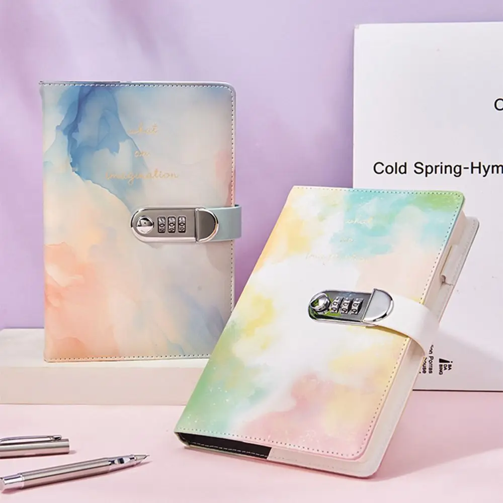 240 Pages A5 Journal Notebook Thickened Protecting Secrets Diary Book Waterproof PU Leather Password Book with Lock