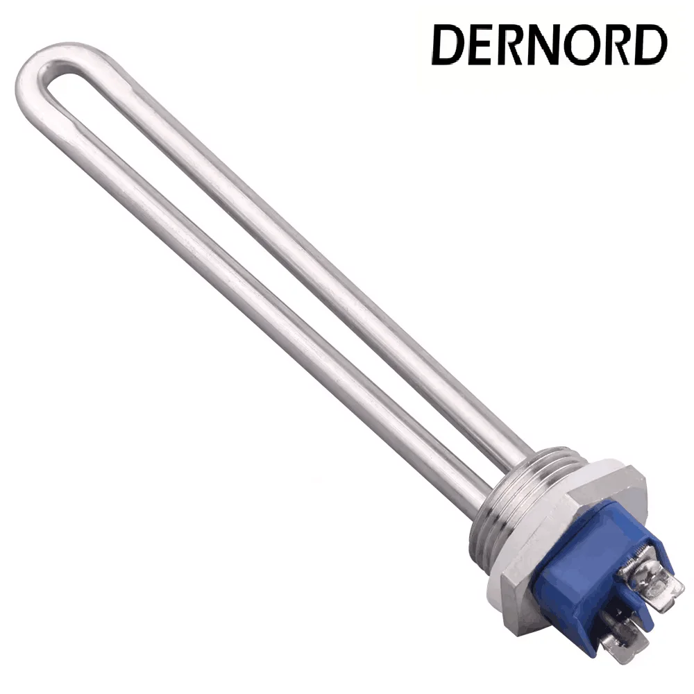 Grzałka zanurzeniowa DERNORD 220V, element grzejny do wody ze stali nierdzewnej 304 z gwintem BSP 1 cal, 500W/750W/1000W/1500W