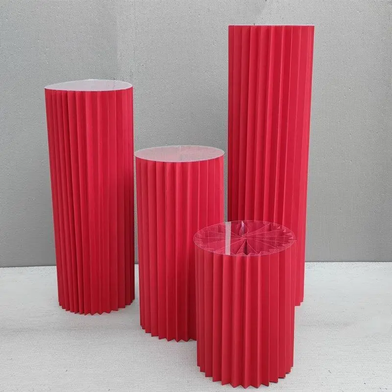 4Pcs Wedding Decoration Props Origami Cylindrical Dessert Cake Rack Folding Roman Column Table Ornament Road Guide Stand