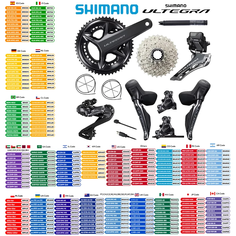 

Набор компонентов Shimano Ultegra Di2 R8170 2x12s с кривошипом R8100, 170 мм, кассета 50-34T R8150 FD RD для дорожного велосипеда, оригинал Shimano
