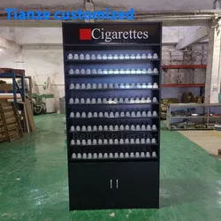 Cremalheira de madeira multicamadas personalizada, Smoke Shop Showcase, Store Display com LED Lightbox