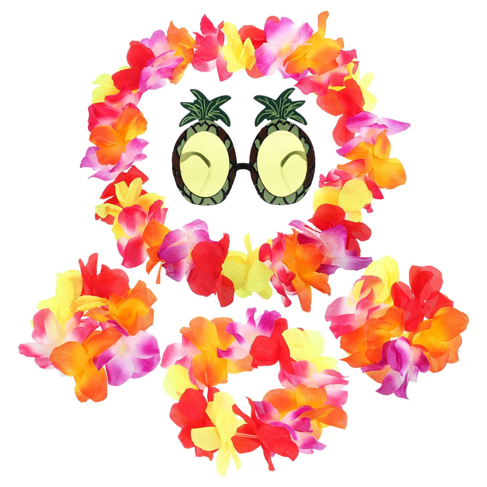 1 Juego de guirnaldas de flores grandes, accesorios hawaianos para fiesta, accesorios tropicales para vacaciones en la playa, decoraciones para disfraces de celebración Luau