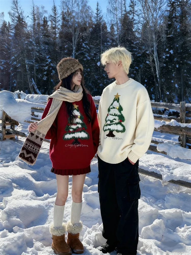 

ZAZOMDE американский повседневный стильный свитер с рождественской елкой, мужской забавный праздничный узор, свободный крой, удобный для зимних каникул