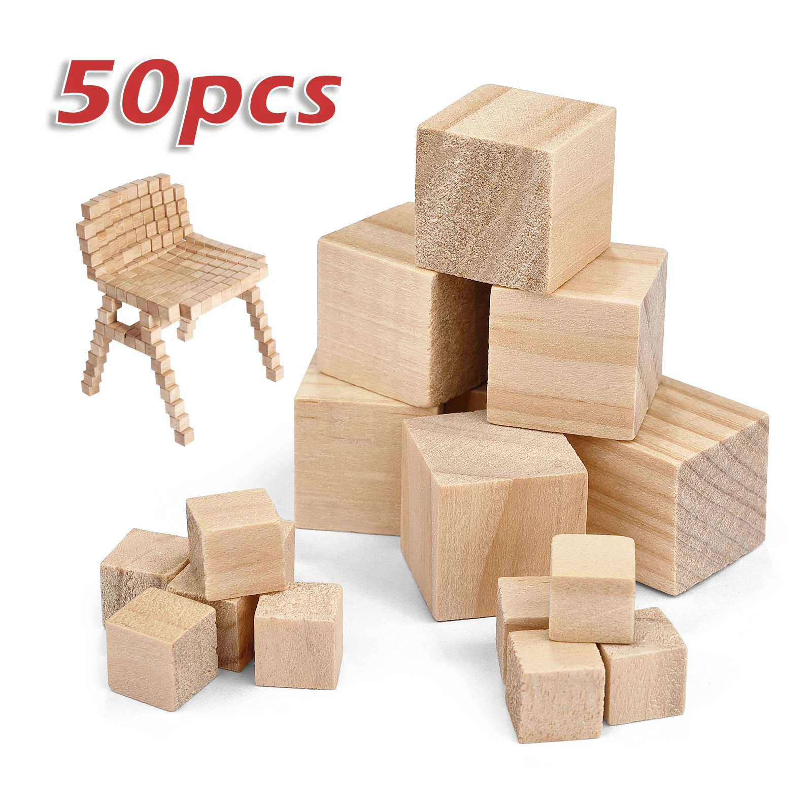 

20/50pcs DIY Building Block 1-2cm Unfinished Blank Wooden Natural Wooden Cube Kids Toy Square Block Woodwork Craft Puzzle Making