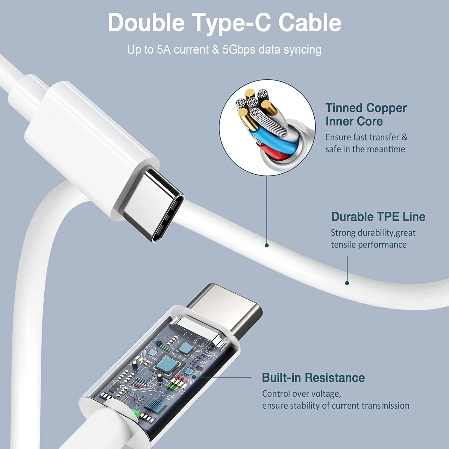 Imagem -04 - Cabo de Carregamento Usb c para Macbook Air Macbook Pro Carregador Compatível com Ipad Pro 12.9 11 Polegadas hp Lenovo 2m 61w 2m