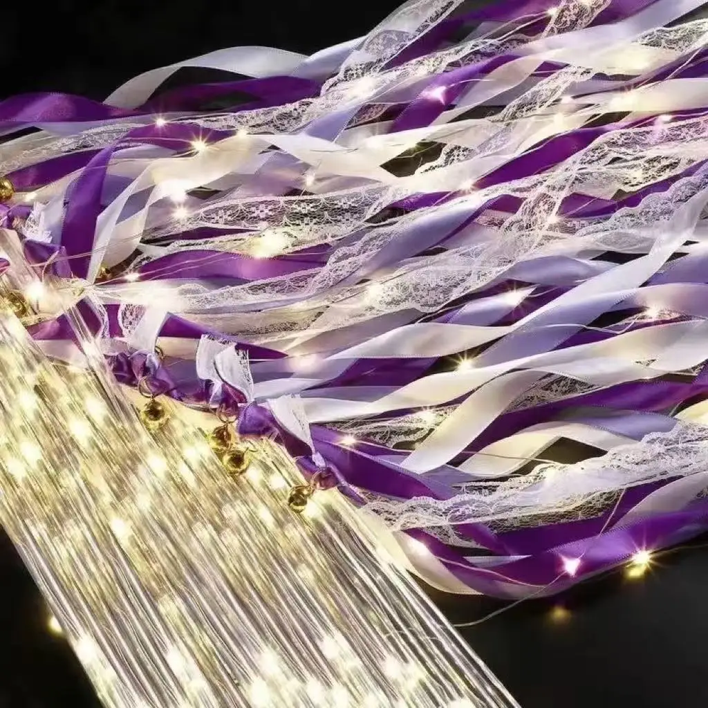 

Fun Glowing LED Lights with Colorful Flower Ribbons Fairy Sticks the Preferred Decor for Wedding Halloween Christmas Parties