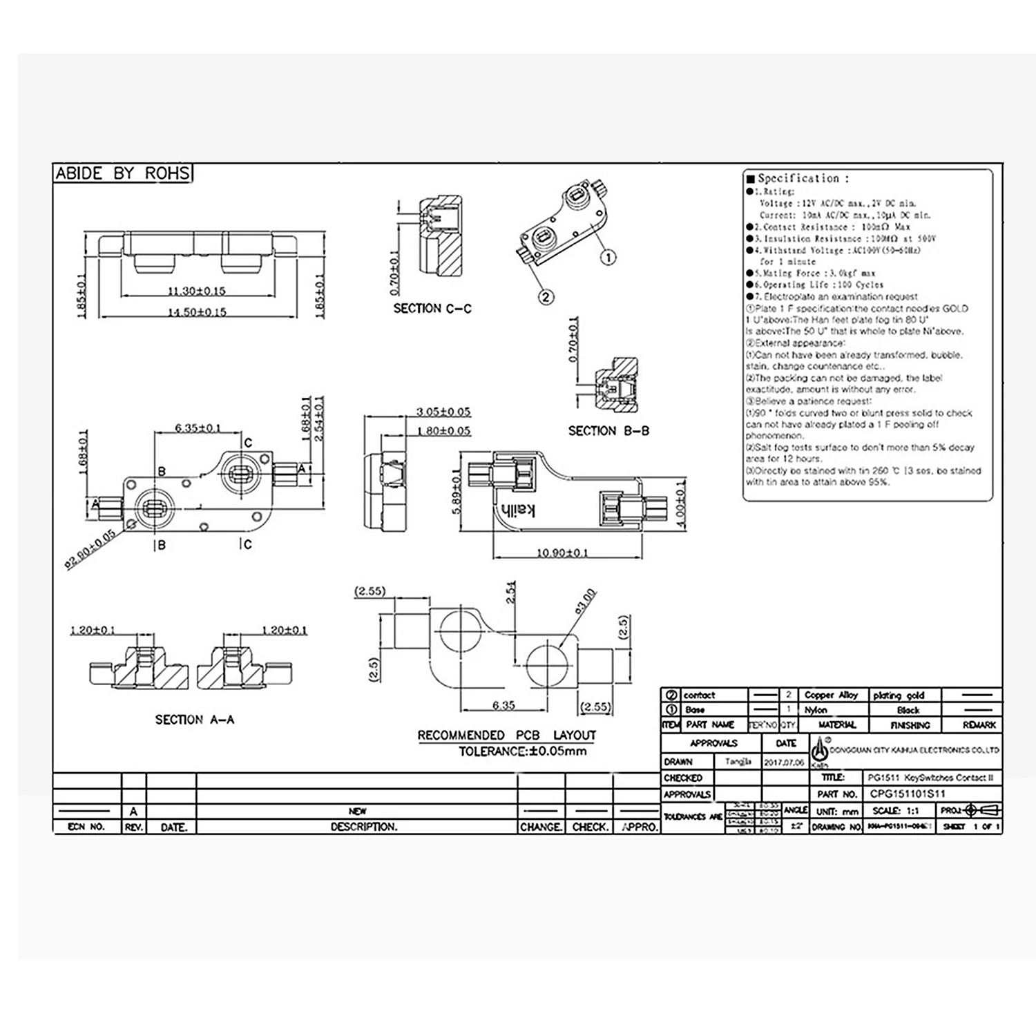10 100pcs Kaih Hot swappable Socket 1511 Series For MX Switches Mechanical Keybard DIY Solder Welding Fixing DIY Socket