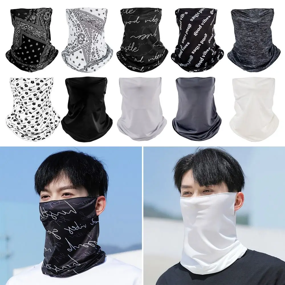 Elastic lce Silk Bandana Anti-UV Breathable Hanging Ear Cool Face Scarf Face Cover Scarf Men Women