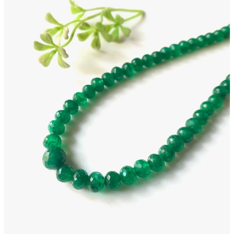 16 INCHS~AAA+Natural Zambian Emerald Faceted Rondelle Beaded Necklace-6/8 MM 2