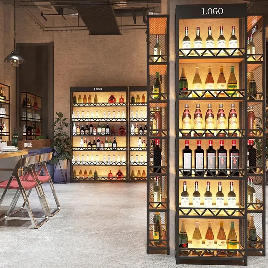 ห้องครัวคอลัมน์บาร์ตู้เก็บจอแสดงผลห้องนั่งเล่นบ้านจัดงานแต่งงาน Handmade Wine Rack โมเดิร์น Szafki Square Furnitur