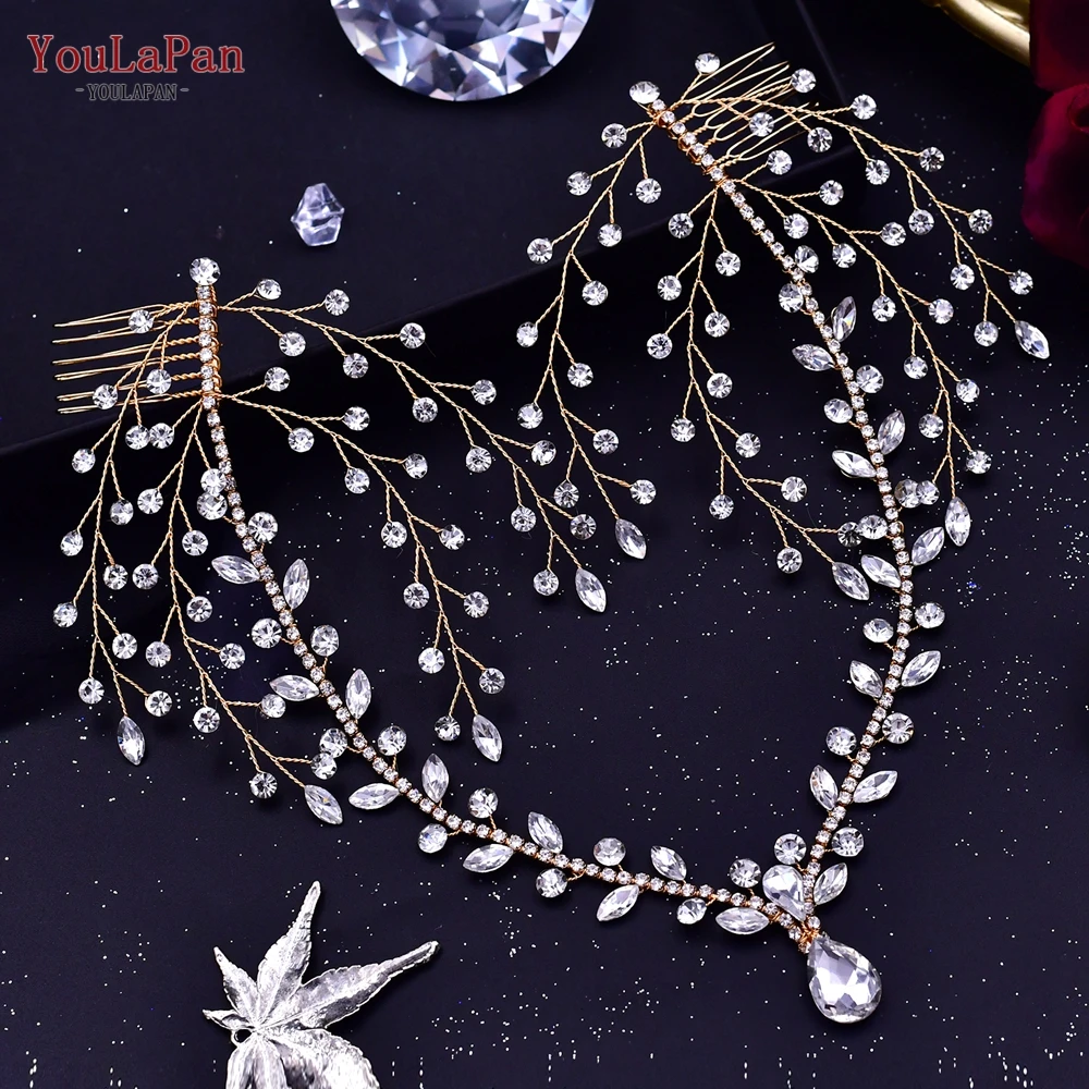 YouLaPan Bridal Forehead Accessories Bride Rhinestone Headband Wedding Hair Comb Handmade Women Headdress For Party HP466 ﻿