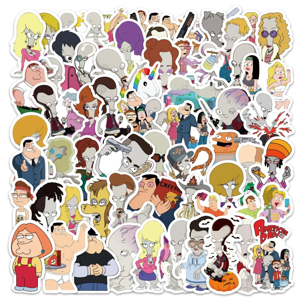 

54PCS Cartoon American Dad Season Graffiti Stickers Creative Decoration Mobile Phone Case Notebook Water Cup Toys Gifts