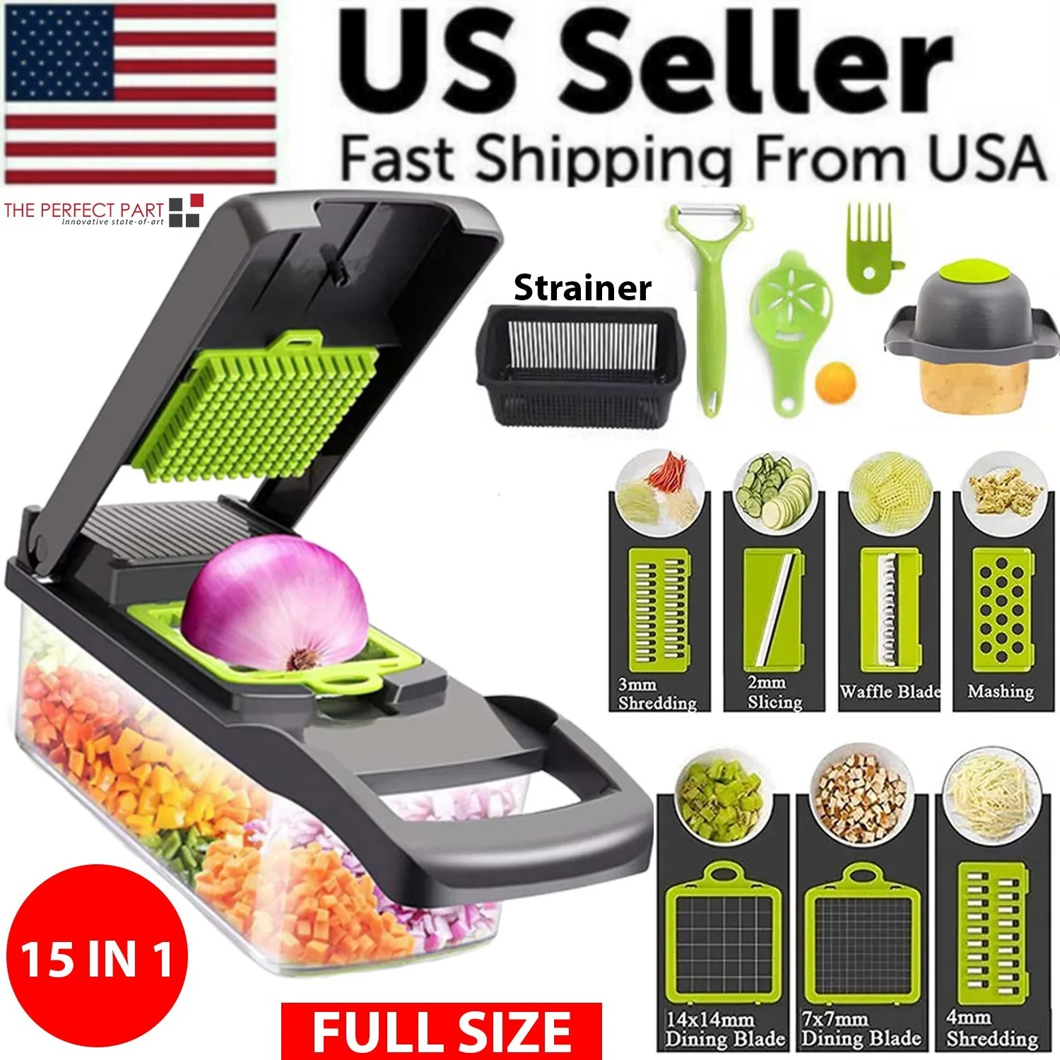 17 in 1 Vegetable Chopper Food Dicer Onion Slicer Mandoline Cutter Multifunctional Kitchen Veggie Shredder Gadget Set