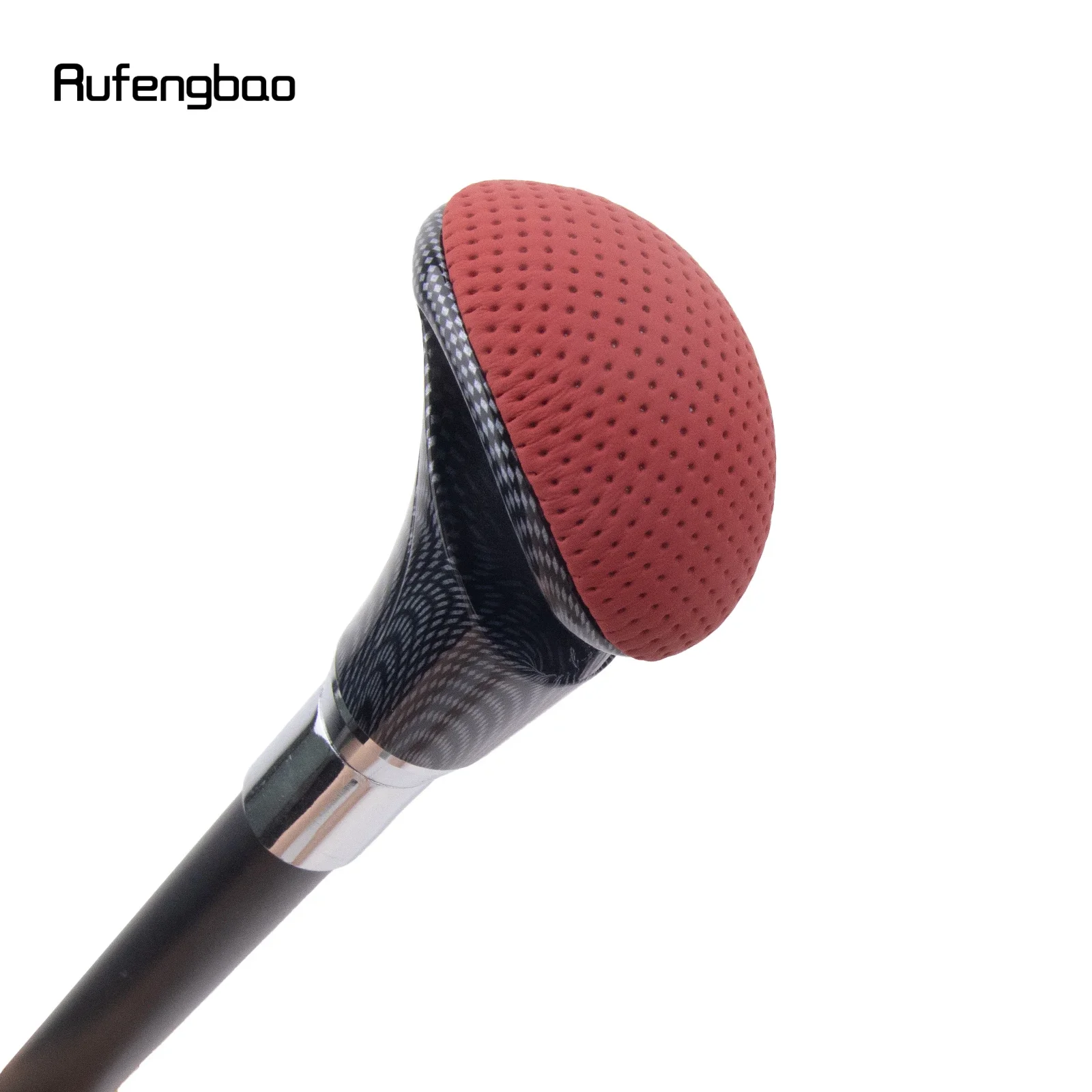 Red Black Leather Silver Walking Cane Fashion Decorative  Stick Elegant Cosplay Cane Crosier 94cm  Performance Stage Cane