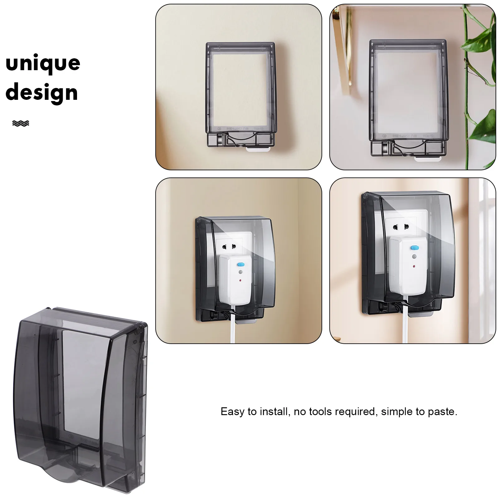 

Water-Resist Wall Splash-Proof Adhesive Socket Box Weatherproof Plug Bathroom Outdoor Electrical Panel Cover Reusable Wall