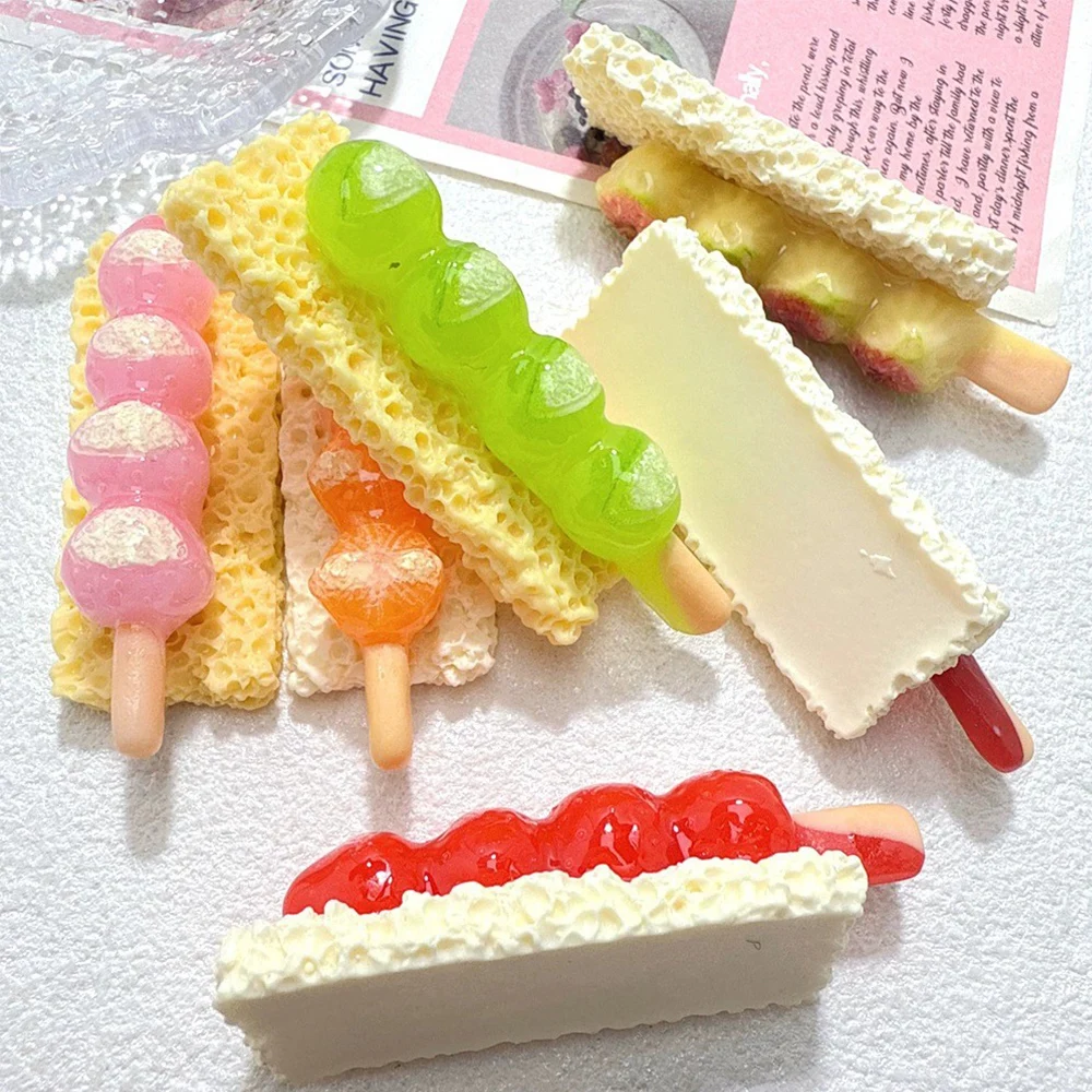 5PCS Strawberry Candy Gourd Series Miniature Flat Back Resin Cabochons For Hairpin Scrapbooking DIY Home Decor Craft Accessories