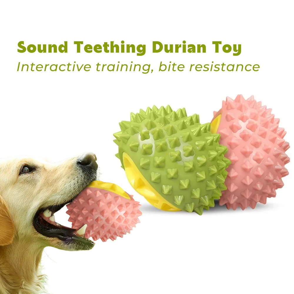 

1PC Pet Dog Interactive toy simulation rubber durian For Self-happiness Cleaning teeth Dog Chew Toys