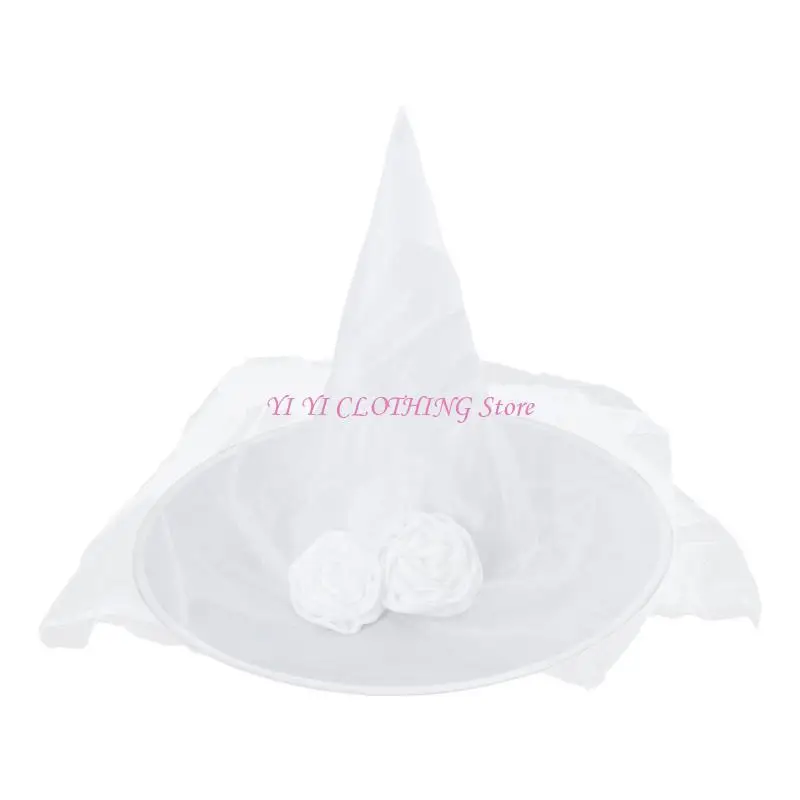 N5KF Scary Halloween Bride Witch Hat com véu Bride Wizard Hat Hat Fletwarwarwear Cosplay Capace