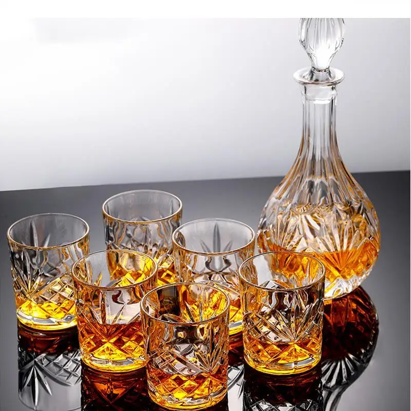 Crystal Glass Wine Set Flagon Drinkware Hip Flasks Cup Foreign Thickened Bottle Flask