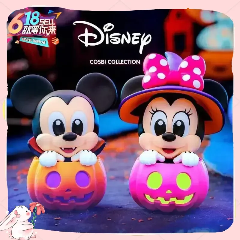 Caliente Mickey Friends Pumpkin Edition Cosbi Halloween caja ciega misteriosa Mini muñeca decoración de escritorio regalo auténtico juguete coleccionable