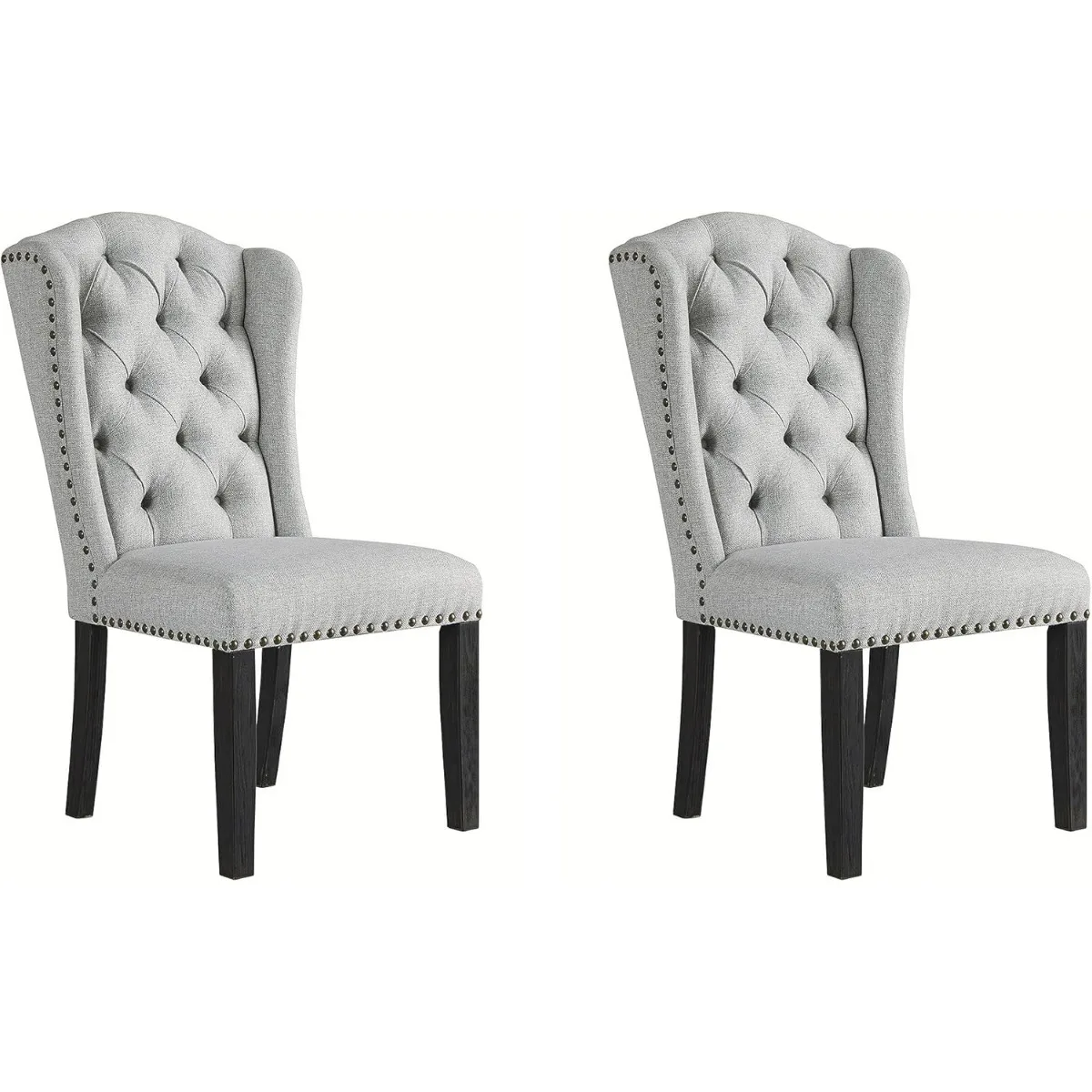 

Signature Design by Ashley Jeanette Traditional Tufted Upholstered Wingback Dining Chair, 2 Count, Light Gray