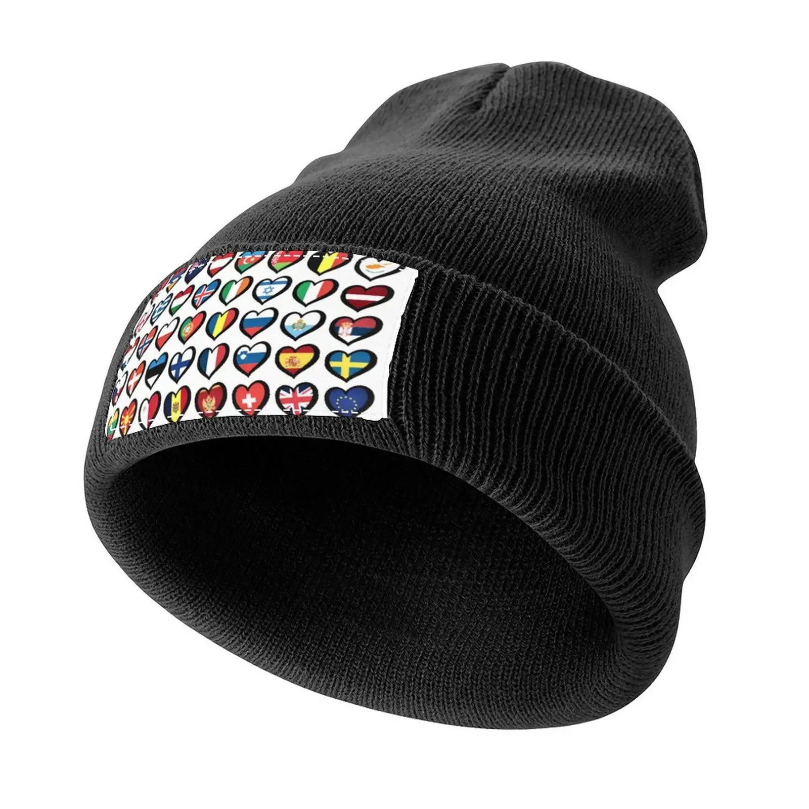 

Eurovision Song Contest Flags Hearts Knitted Cap Luxury Man Hat Sunscreen tea Hat Trucker Cap Women Beach Fashion Men's