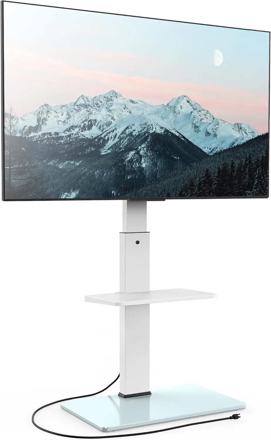 

Floor Tv Stand For 32-75 H Tv With Power Outlet, Tall Tv Stand For Bedroom Living Room With Tempered Glass Base, Floor Tv Mount