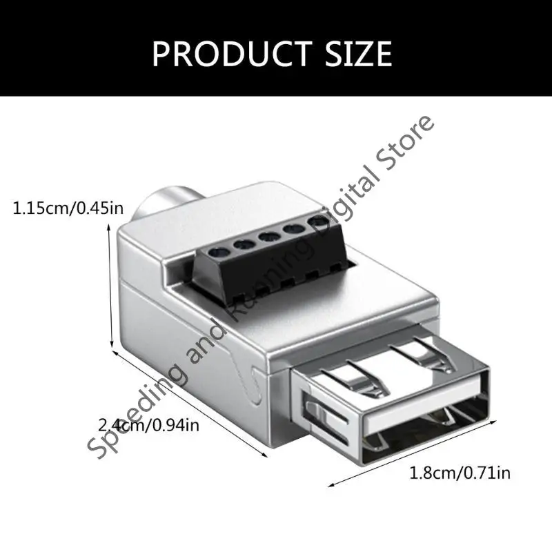 1Pcs USB 2.0 Type Male Female Turn 5Pin Terminal USB Turn Terminal Welding Plugs USB Plug Male Head Female Head Connector