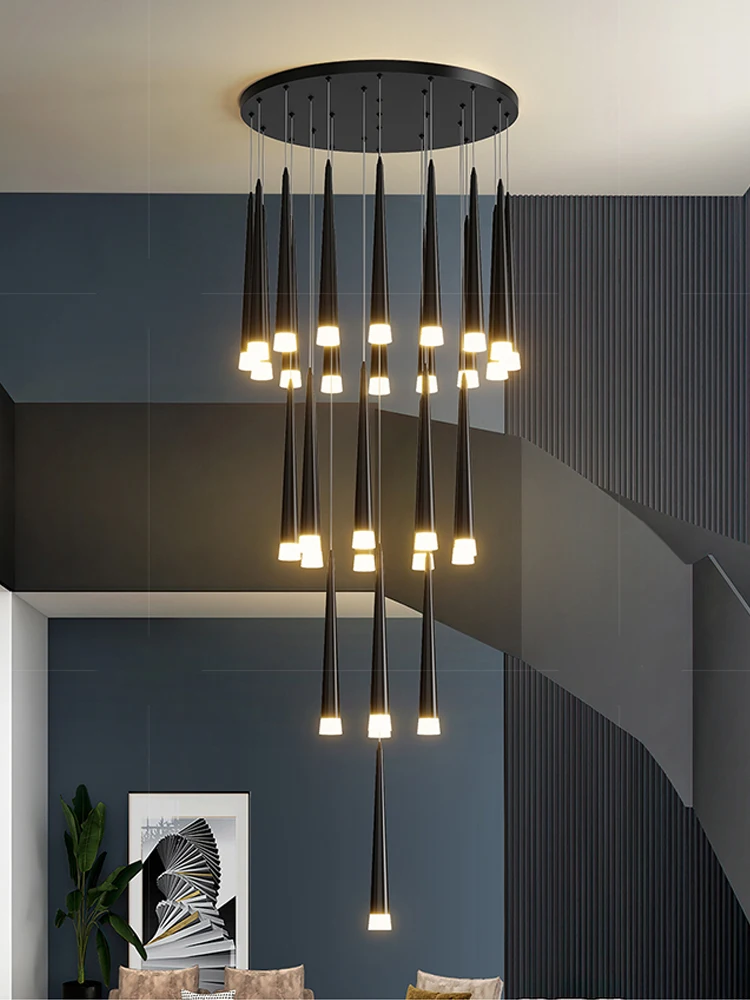 

Modern Long Stairs Chandelier Living Room Attic Ceiling Light Home Decoration Pendent Lamp Dining Room Decoration Pendant Light