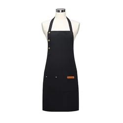 Waterproof Canvas Apron  Adjustable Neck Strap Kitchen Aprons Cafe Restaurant Bar Food Shop Waiter Bibs Manicurist Mandiles