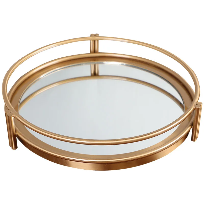 Hotel restaurant tray decoration, Fansi modern light luxury metal mirror soft decoration home tray ornament