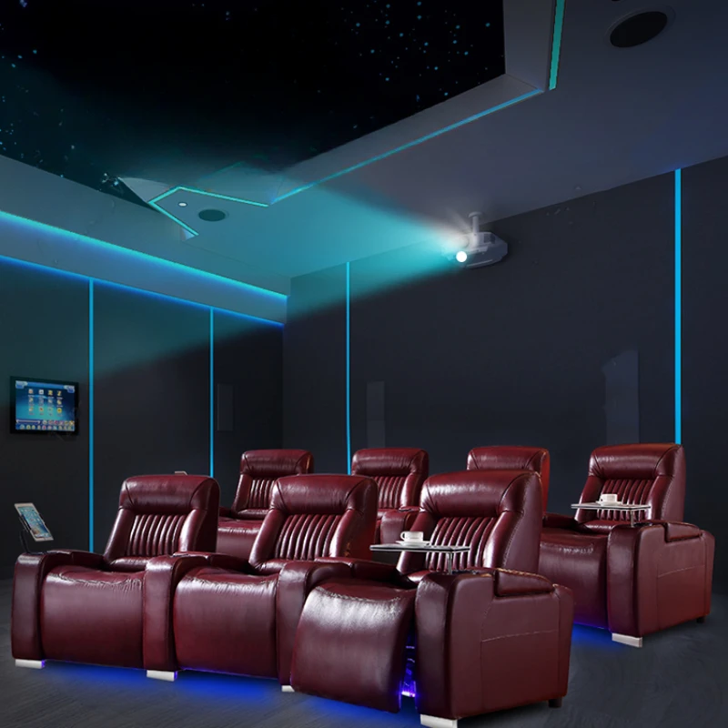 Private home cinema engineering movie hall movie room, sofa movie theater electric function leather seat combination