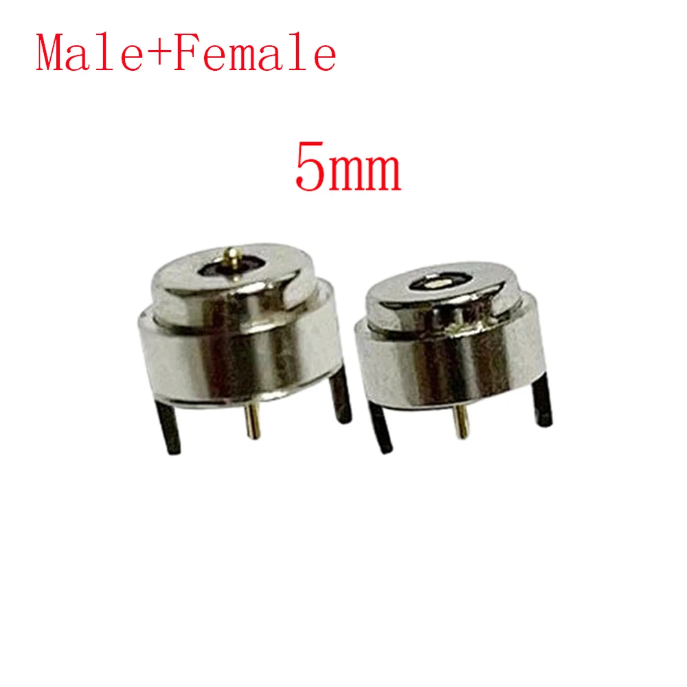 Magnético com mola Pogo Pin Connector, DC Power Charge Sonda, Masculino e Feminino, 5mm, 8mm, 10mm, 12mm, 1 par