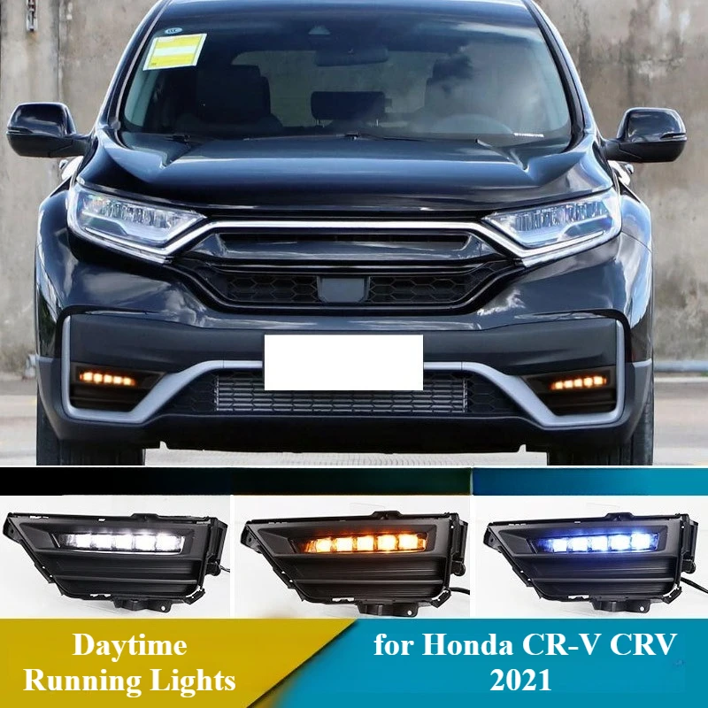 لهوندا CR-V CRV 2021 2 قطعة Led أضواء النهار الجري DRL Dymanic بدوره إشارة القيادة الجبهة الضباب مصباح 12 فولت أضواء النهار ليلة الأزرق #1