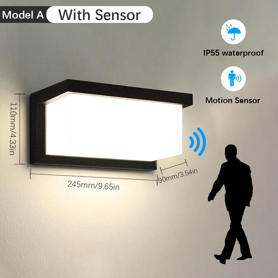 NONE Outdoor LED Wand Lampe Motion Sensor Wasserdicht AC85-265V 16/30W Wand Lampe Außerhalb Garten Veranda Balkon Treppen led-Licht Für Zimmer 8