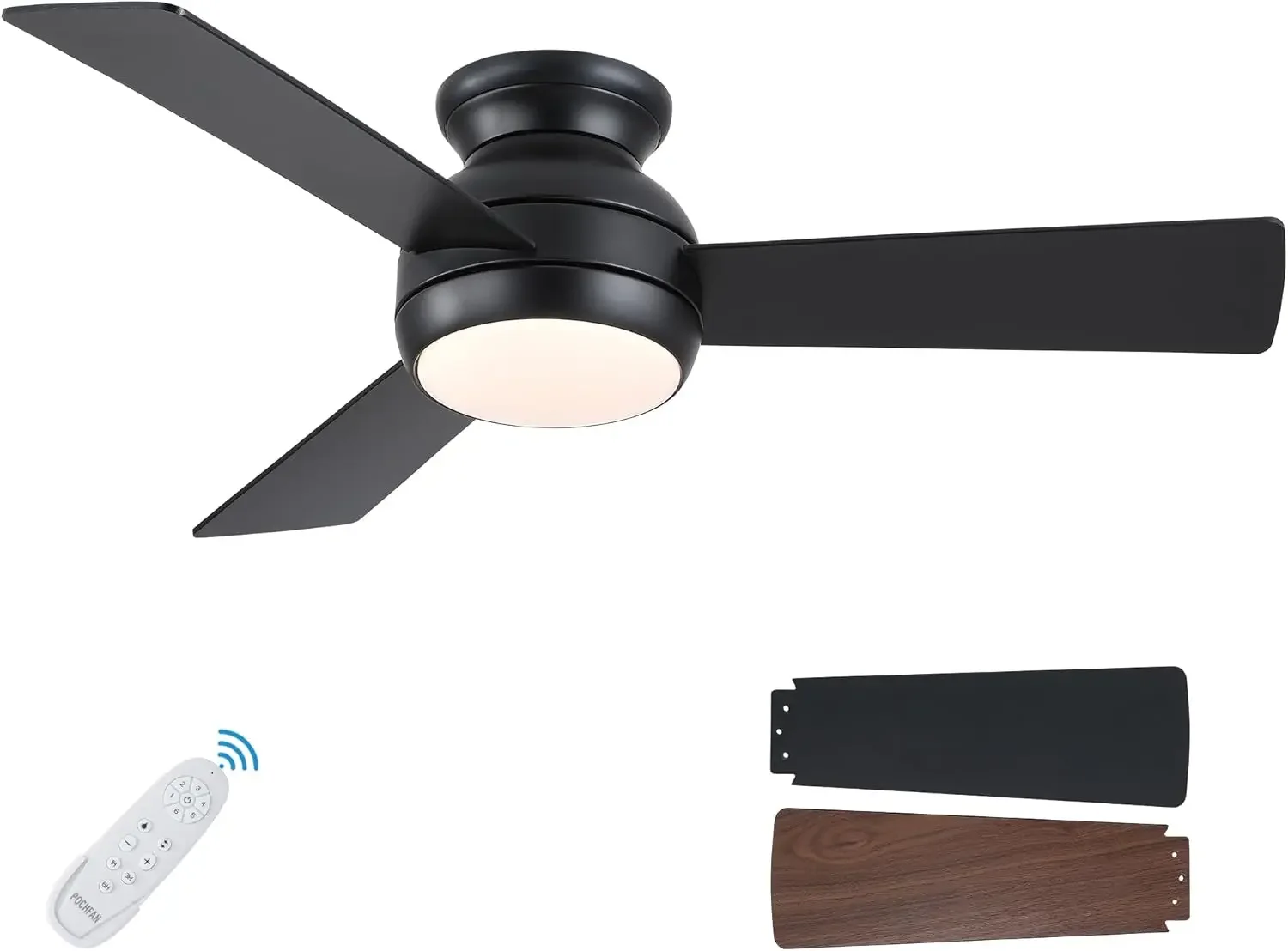 

Modern 42 Inch Ceiling Fan with Lights and Remote Control, Low Profile Design, Ultra-Quiet Motor, Dimmable LED Lights, 6 Speeds,