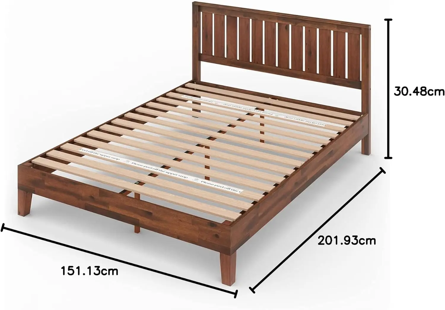 ZINUS Vivek Deluxe Wood Platform Bed Frame with Headboard / Wooden Slat Support / No Box Spring Needed / Easy Assembly, Queen