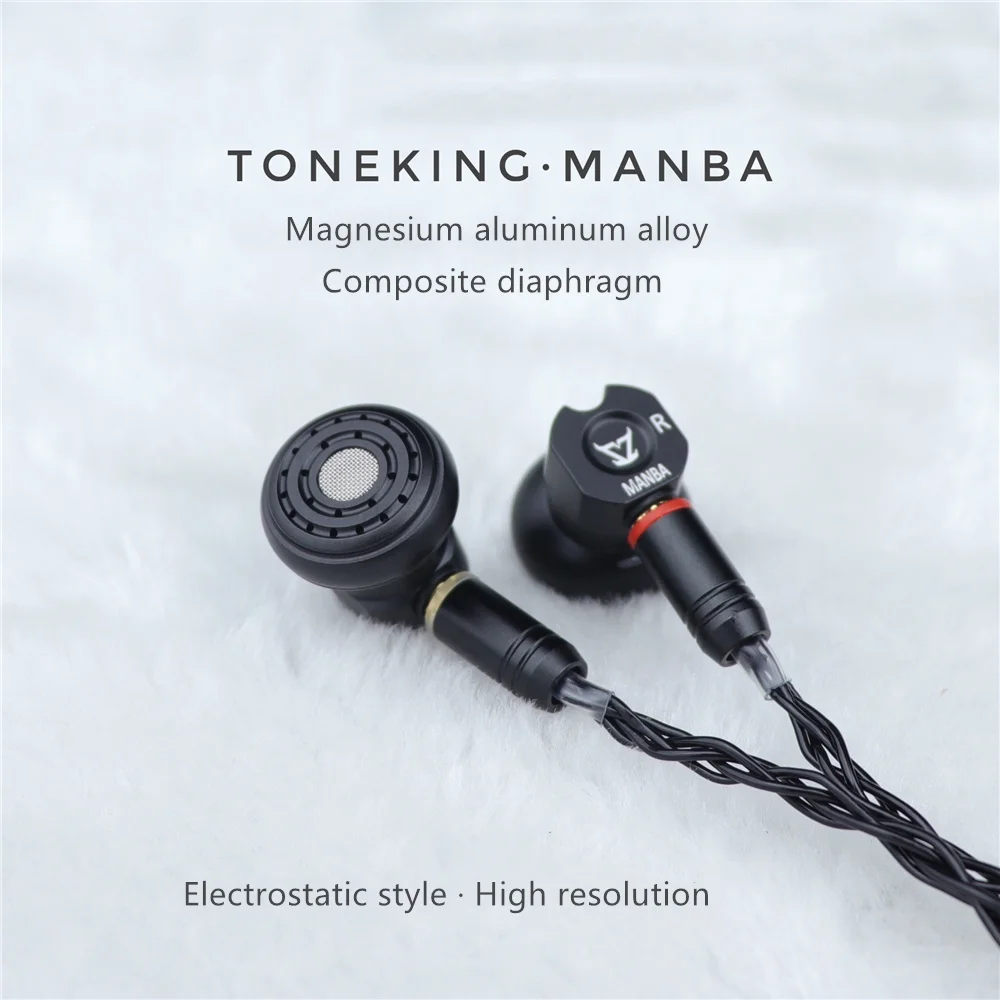 TONEKING MANBA All Metal Flat Earbuds Dynamic HIFI Static Electricity Style Music Monitor Audiophile Earphone 3.5mm MMCX Cable